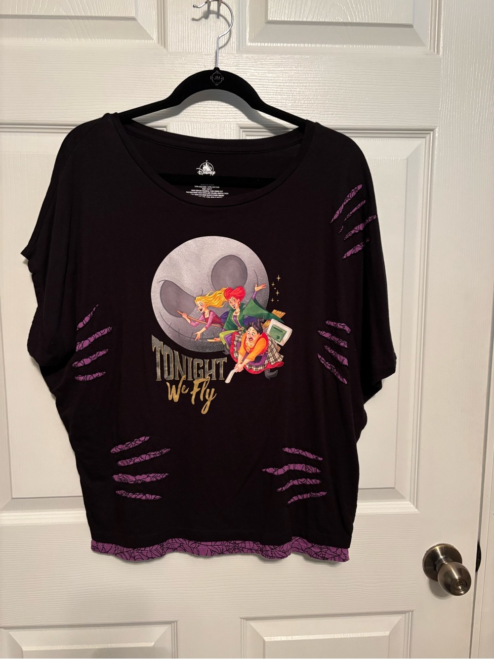 Disney Black 'Tonight We Fly' Graphic Short Sleeve Tee with Purple Accents PTP26